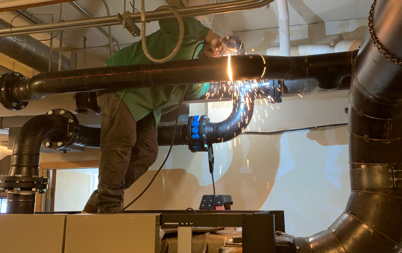 boiler live welding.